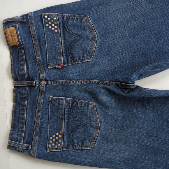 Levi's Perfectly Slimming 512 Studded Straight Jeans 8M Blue - Picture 9 of 16